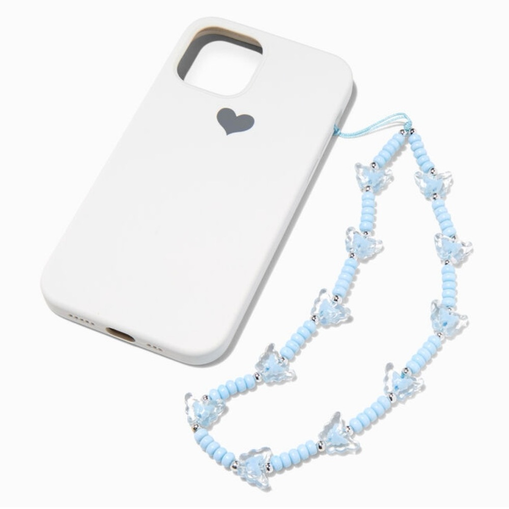Claire’s Blue Butterfly Beaded Phone Wrist Strap/Phone Charm, NWT